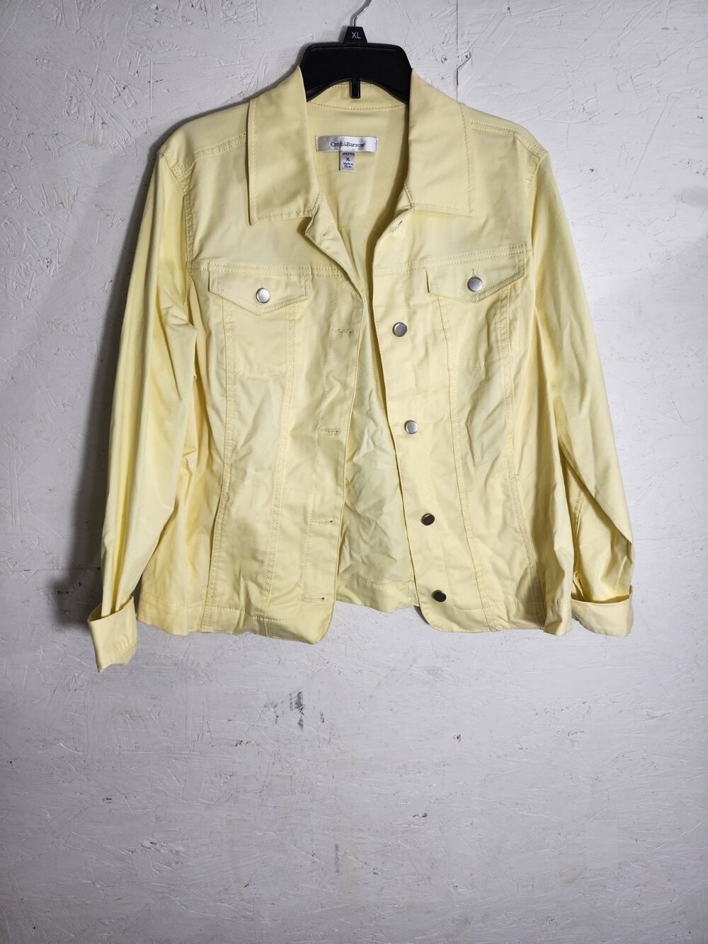 croft barrow Womens Yellow Jacket Stretch XL snap On Buttons And Pockets